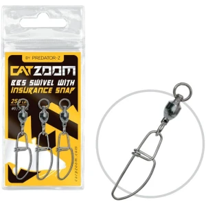 Agrafa Cu Vartej Predator-Z BBS Swivel Insurance Snap,  250lbs,Nr.4, 3Buc/plic