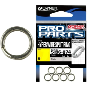 Inele Despicate Otel OWNER 5196 Hyper Wire Split Ring, Nr.8, 54kg, 7buc/pac