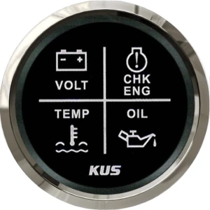 Indicator Alarma 4-in-1 KUS, 12/24V, 52mm, Negru