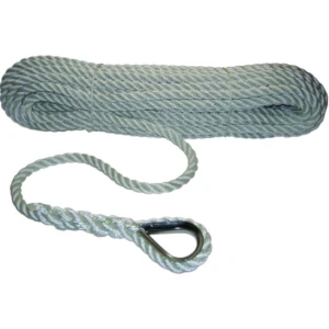 Parama pentru Ancora ALLROUNDMARIN, Poliester, cu Rodanta din Inox, 10mm, 20m, Alb