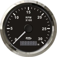 Tahometru KUS cu Contor Ore pentru Motoare Inboard, Negru, 3000rpm