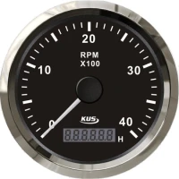 Tahometru KUS cu Contor Ore pentru Motoare Inboard, Negru, 4000rpm