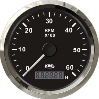 Tahometru KUS cu Contor Ore pentru Motoare Inboard, Negru, 6000rpm