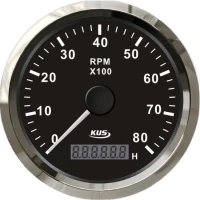Tahometru KUS cu Contor Ore pentru Motoare Inboard, Negru, 8000rpm