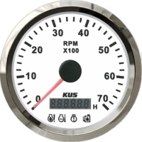 Tahometru KUS cu Contor Ore pentru Motoare Outboard, Alb, 7000rpm