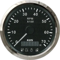 Tahometru KUS cu Contor Ore pentru Motoare Outboard, Negru, 7000rpm