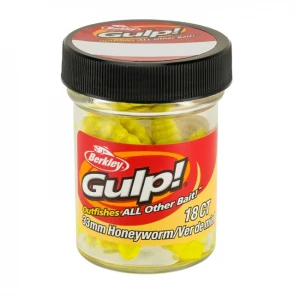 Viermi Artificiali Berkley Gulp! Alive Honey Worm Original Scent Honey Yellow 18buc/borcan