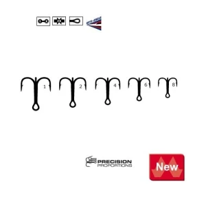 Ancora Tripla Scurta Mustad TR58BLN, Nichel, Nr.2 6buc/plic