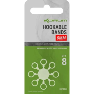 Inele Elastice KORUM Smokescreen Hookable Bands, 6mm, 8buc/pac