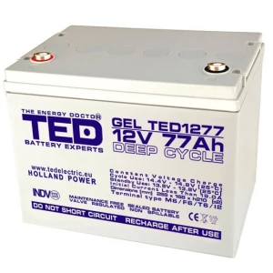 Acumulator Agm Vrla 12V 77A Gel Deep Cycle 260mm x 167mm x 210mm Acumulator Agm Vrla 12V 77A Gel Deep Cycle 260mm x 167mm x 210mm