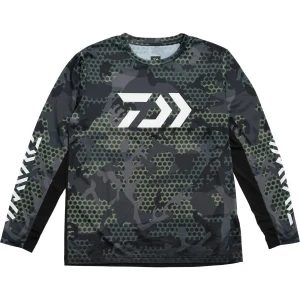 Bluza UV DAIWA 21st LS Shirt 3012E, Camo Green, Marime M