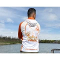 Bluza UV SELECT BAITS Feeder Long Sleeve Hoodie UPF 50+, White and Orange, Marime L