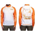 Bluza UV SELECT BAITS Feeder Long Sleeve Hoodie UPF 50+, White and Orange, Marime M