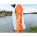 Bluza UV SELECT BAITS Feeder Long Sleeve Hoodie UPF 50+, White and Orange, Marime M