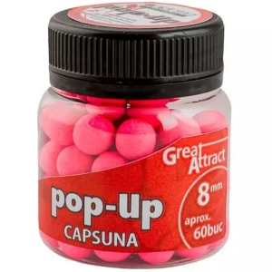 Pop Up Addicted Carp Baits Capsuna, 8mm, aprox 60buc/borcan Pop Up Addicted Carp Baits Capsuna, 8mm, aprox 60buc/borcan