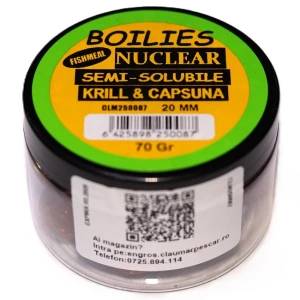 Boilies Claumar de Carlig Fishmeal Nuclear Krill-Capsuna 70gr 20mm