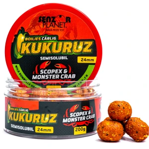 Boilies Carlig SENZOR Kukuruz, Scopex si Monster Crab, 24mm, 200g