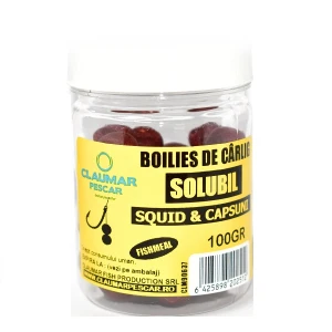 Boilies Claumar Fishmeal De Carlig Solubile Squid Capsuni 100gr Boilies Claumar Fishmeal De Carlig Solubile Squid Capsuni 100gr