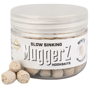 Boilies De Carlig DYNAMITE BAITS MuggerZ Slow Sinking Fishmeal Hookbaits, White, 6-8mm