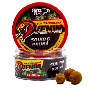 Boilies Carlig SENZOR Venin Fumigena, Squid si Pruna, 16-20mm, 200g
