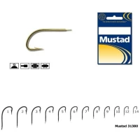 Carlig Mustad M31380, Forjat cu Tija Scurta, Auriu, 10buc/plic Nr.1
