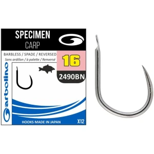 Carlige GARBOLINO Specimen Carp 2490BN Barbless, Nr.12, 12buc Carlige GARBOLINO Specimen Carp 2490BN Barbless, Nr.12, 12buc