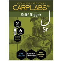 Carlige Konger Carplabs Stiff Rigger Titanium Grey Ringed Nr.4, 6buc/plic