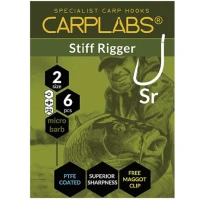 Carlige Konger Carplabs Stiff Rigger Titanium Grey Ringed Nr.8, 6buc/plic