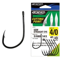 Carlige OWNER 5180 SSW Straight Eye Black Chrome, Nr.3/0, 7buc/pac