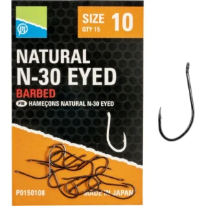 Carlige PRESTON Natural N-30 Eyed, Nr.10, 15buc/pac