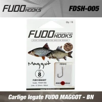 Carlige legate FUDO MAGGOT - BN NR 7 0.14 mm/ 50 cm