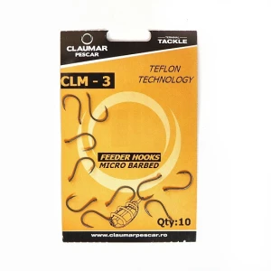 Carlige Feeder Claumar CLM-3 Micro Barbed Teflon Technology 10Buc/Plic Nr 14 Carlige Feeder Claumar CLM-3 Micro Barbed Teflon Technology 10Buc/Plic Nr 14