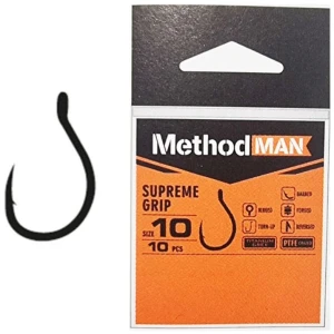 Carlige KONGER Methodman Supreme Grip Titanium Grey, Nr.12, 10buc/pac