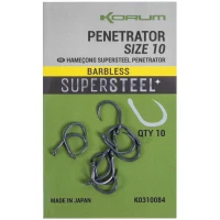 Carlige KORUM Supersteel Penetrator Hooks Barbless, Nr.8, 10buc/pac Carlige KORUM Supersteel Penetrator Hooks Barbless, Nr.8, 10buc/pac