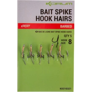 Carlige KORUM Bait Spike Hook Hairs Barbed, Nr. 10, 5buc/pac Carlige KORUM Bait Spike Hook Hairs Barbed, Nr. 10, 5buc/pac