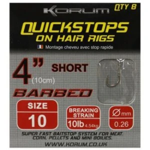 Carlige KORUM Quickstops On Hair Rigs Barbed, Nr.16, 8buc/pac Carlige KORUM Quickstops On Hair Rigs Barbed, Nr.16, 8buc/pac