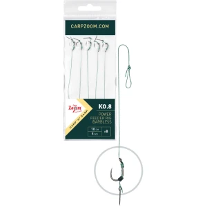 Carlige Legate Carp Zoom Power Feeder Barbless, 10cm, Nr.10, 0.18mm, 5buc/plic Carlige Legate Carp Zoom Power Feeder Barbless, 10cm, Nr.10, 0.18mm, 5buc/plic