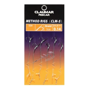 Carlige Legate Feeder cu Spin CLAUMAR Method Rigs, Carlig CLM-5, Nr.8, 7cm, Fir Textil, 0.14mm, 6buc/pac Carlige Legate Feeder cu Spin CLAUMAR Method Rigs, Carlig CLM-5, Nr.8, 7cm, Fir Textil, 0.14mm, 6buc/pac