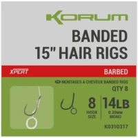 Carlige Legate KORUM Banded Hair Rigs, 38cm, 14lbs, Nr.8, 8buc/pac