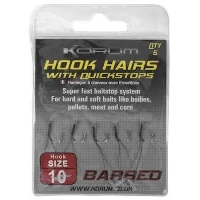 Carlige Legate Korum Barbed Hook Hairs With Quickstops, Nr.6, 5buc/pac Carlige Legate Korum Barbed Hook Hairs With Quickstops, Nr.6, 5buc/pac