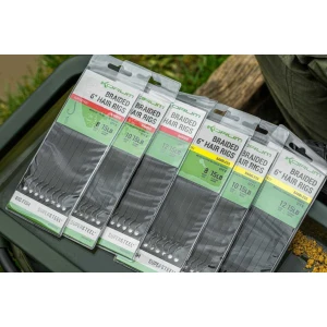 Carlige Legate KORUM Big Fish Braided Hair Rigs Barbed, 15cm, Nr.12, 8buc/pac Carlige Legate KORUM Big Fish Braided Hair Rigs Barbed, 15cm, Nr.12, 8buc/pac