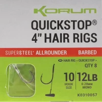 Carlige Legate KORUM Big Fish Hair Rigs with Quickstop 10cm, Nr.10 Barbed, 8buc/pac