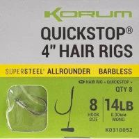 Carlige Legate KORUM Big Fish Hair Rigs with Quickstop 10cm, Nr.12 Barbless, 8buc/pac