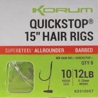 Carlige Legate KORUM Big Fish Hair Rigs with Quickstop 38cm, Nr.14 Barbed, 8buc/pac