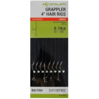 Carlige Legate Korum Grappler Hair Rigs Barbef, 10cm, Nr.10, 8buc/pac Carlige Legate Korum Grappler Hair Rigs Barbef, 10cm, Nr.10, 8buc/pac