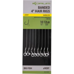 Carlige Legate KORUM Hair Rigs Barbless, 12lbs, Nr.10, 10cm, 8buc/pac Carlige Legate KORUM Hair Rigs Barbless, 12lbs, Nr.10, 10cm, 8buc/pac