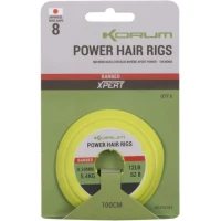Carlige Legate Korum Power Hair Rigs Barbed Mono, 100cm, 12lbs, 0.30mm, Nr.10, 6buc/pac