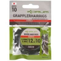 Carlige Legate Korum River Grappler Hair Rigs M1 Barbed, Nr.12, 100cm, 5buc/pac Carlige Legate Korum River Grappler Hair Rigs M1 Barbed, Nr.12, 100cm, 5buc/pac