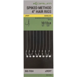 Carlige Legate KORUM Spiked Method Hair Rigs Barbed, 10lbs, Nr.12, 10cm, 8buc/pac