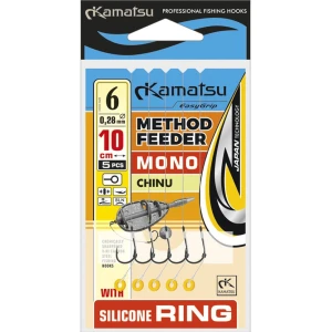 Carlige Legate Kamatsu Chinu Rig Method Feeder Cu Inel Silicon, 10cm, Nr.10, 0.22mm, 5buc/pac